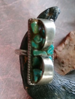 Vintage Native American Navajo Sterling Silver Turquoise Nugget Ring Old Pawn 9