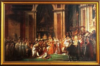 Rare Napoleon Coronation In Notre - Dame By Jacques - Louis David Oil/canvas/frame