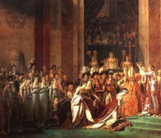 Rare Napoleon Coronation in Notre - Dame by Jacques - Louis David Oil/Canvas/Frame 2