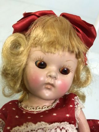 Vtg Vogue Ginny doll fixed eyes Medford Mass red white dot dress 2