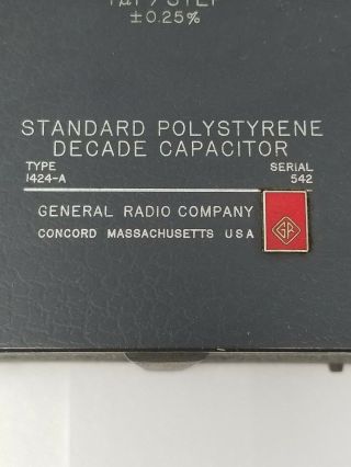 General Radio Company 1424A Standard Polystyrene Decade Capacitor Serial 542 Vtg 7