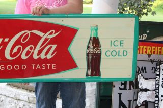 Large Vintage 1958 Coca Cola Fishtail Soda Pop Gas Station 54 
