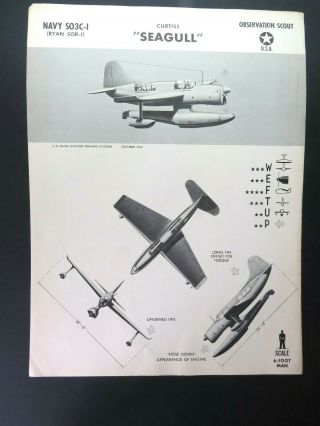 1942 18.  5 " X 24.  8 " Navy Aircraft Id Poster - " Curtiss Seagull "