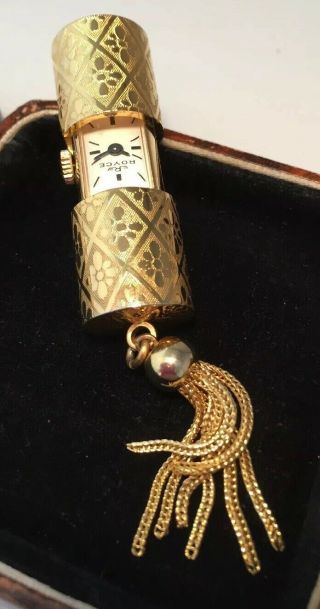 Vintage Jewellery gorgeous rolls Royce signed barrel & Tassel pendant watch 3