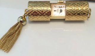 Vintage Jewellery gorgeous rolls Royce signed barrel & Tassel pendant watch 5