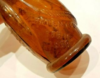 Antique 1868 Brown ' s Celebrated Indian Herb Bitters Amber Glass Bottle 12
