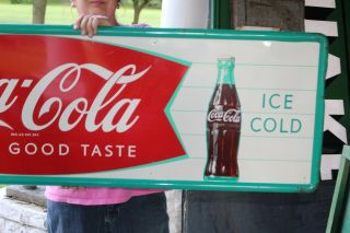 Large Vintage c.  1960 Coca Cola Fishtail Soda Pop Gas Station 54 