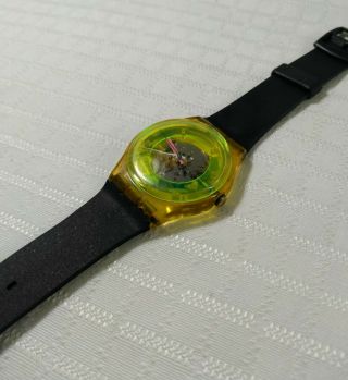 80s Vintage 1985 Swatch Watch Techno Sphere Gk101 Battery Black Band