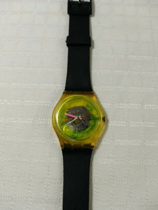 80s Vintage 1985 Swatch Watch Techno Sphere GK101 Battery Black Band 3