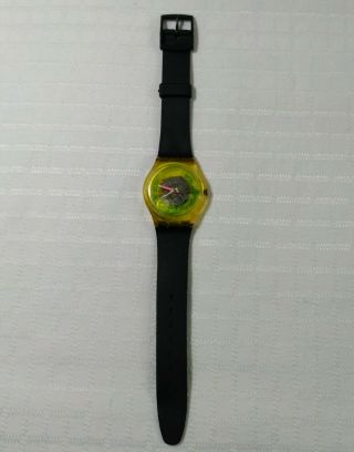 80s Vintage 1985 Swatch Watch Techno Sphere GK101 Battery Black Band 5