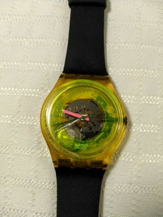 80s Vintage 1985 Swatch Watch Techno Sphere GK101 Battery Black Band 6