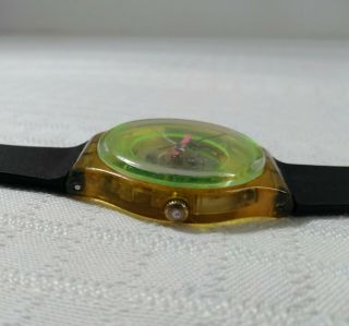 80s Vintage 1985 Swatch Watch Techno Sphere GK101 Battery Black Band 8