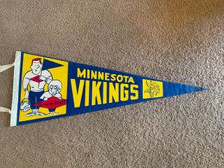 Vintage Minnesota Vikings Full Size Nfl Football Pennant 1960s Rare