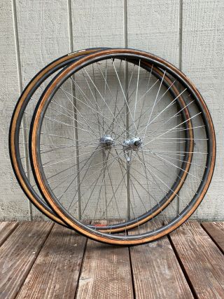 Vintage Mavic Gp4 Tubular Wheelset W/ Campagnolo Record Hubs & Skewers 700c