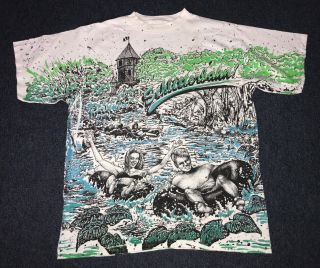 Rare Vintage 90s Schlitterbahn Waterpark All Over Print T Shirt Size Adult Xl