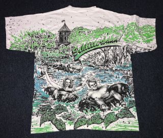 Rare Vintage 90s Schlitterbahn Waterpark All Over Print T Shirt Size Adult XL 3