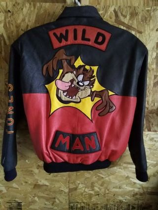 Looney Tunes Tazmanian Devil Wild Man Excelled Leather Jacket Medium Warner Bros