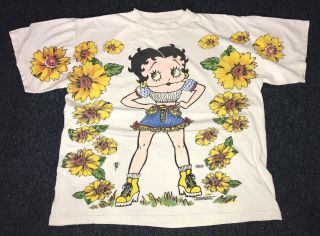 Vintage 90’s Betty Boop All Over Print Double Sided T Shirt Size Adult Xl White