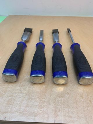 Vintage Set Of 4 Marples Old Stock Bevel Edge Chisels Sheffield England 5