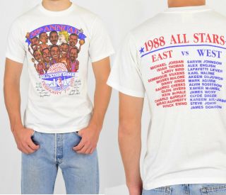 80s Vintage Nba All Star Games T Shirt 1988 Mens M Larry Bird Michael Jordan