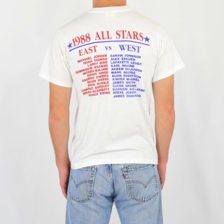 80s Vintage NBA All Star Games T Shirt 1988 Mens M Larry Bird Michael Jordan 5