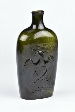 Antique Willington Glass Co.  Liberty Eagle Flask West Willington Conn 1