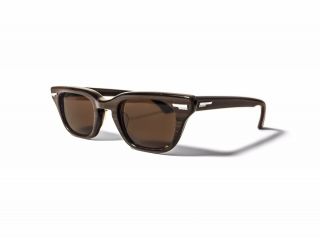 Vintage 1950’s Shuron Brown Wood Wayfarer Style Sunglasses Nos S/c