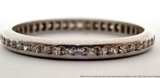 1940s Antique Art Deco Platinum 0.  25tcw Fine Diamond Eternity Wedding Band Ring