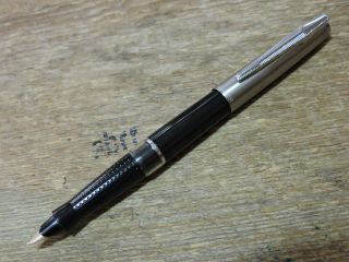 Rare Vintage 1963 Black Stainless Steel Parker Varsity Cartridge Fountain Pen