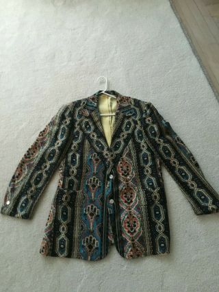 Vtg 60s70s Saks Fifth Avenue Silk Sport Coat Blazer Jacket Approx 36 - 38