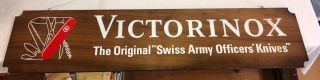 Vintage Victorinox Swiss Army Knife Wood Advertising Double Sided Sign 44”