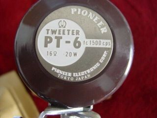 Vintage PIONEER PT - 6 Tweeter Horn Speaker Pair with Chromed Wire Stands - 7