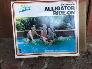 Inflatable Intex 1985 Vintage Large 84” Alligator Ride on Pool Toy 3