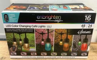 Enbrighten 24 - Bulb 48 Ft.  Vintage Led Color Changing Cafe String Lights
