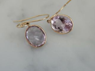 An Exceptional 14 Ct Gold 8.  00 Carat Oval Amethyst Earrings