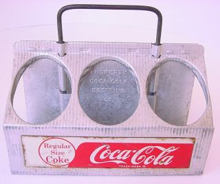 Vintage Coca - Cola 6 - Pack Aluminum Carrier W " Regular Size Coke " Billboards