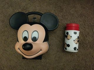 Vintage Mickey Mouse Head Lunch Box Aladdin Lunchbox Purse Thermos