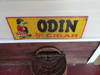 Vintage Tin Sign Odin 5 Cent Cigar 1930 
