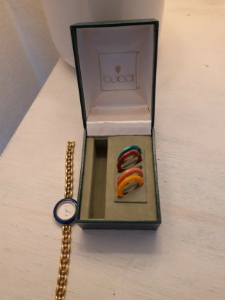 Gucci Vintage Watch With 5 Interchangeable Bezels Boxed