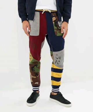 Polo Ralph Lauren Patchwork Varsity Rugby Pants Small 2018 P Wing Cp 93 Vintage