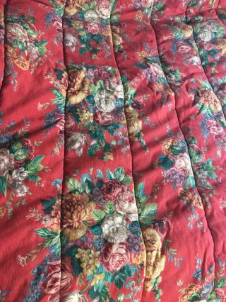 Ralph Lauren Vintage Aylesbury Comforter Blue Tag Woven Texture Twin Red Floral