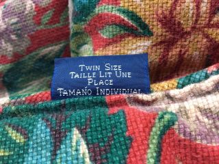 Ralph Lauren Vintage Aylesbury Comforter Blue Tag Woven Texture TWIN Red Floral 5
