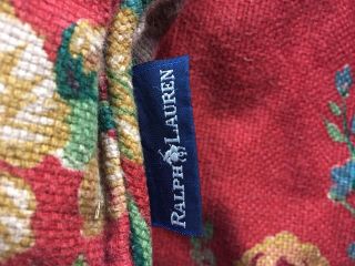 Ralph Lauren Vintage Aylesbury Comforter Blue Tag Woven Texture TWIN Red Floral 6