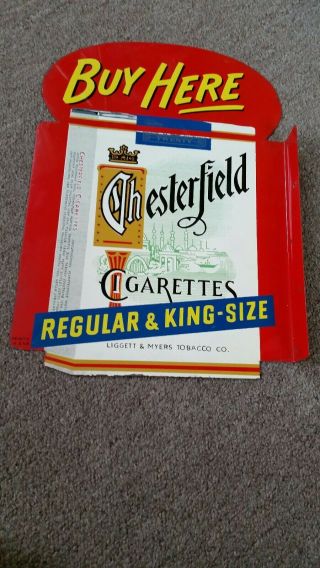 Vtg 1950s Chesterfield Cigarettes Double Sided Painted Metal Flange Sign
