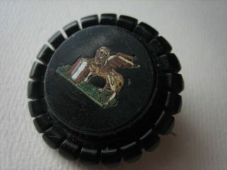 Victorian Micro Mosaic & Whitby Jet Brooch Carved Victorian Mourning Italy