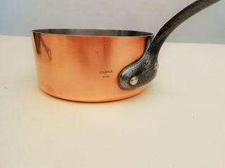 HEAVY VINTAGE 5 PIECE FRENCH SOLID COPPER SAUCEPAN SET RIVETED IRON HANDLE 2