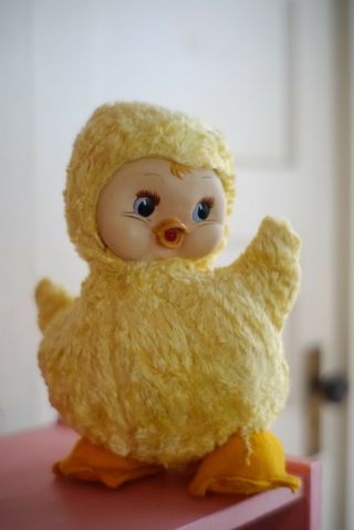 Vintage Rushton Rubber Face " Queenie Mcquack " Duck Chick Stuffed Plush Toy