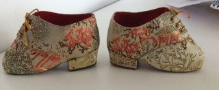 Malasia Gold & Red Oriental Bound Feet Shoes 5 X 3 Inches