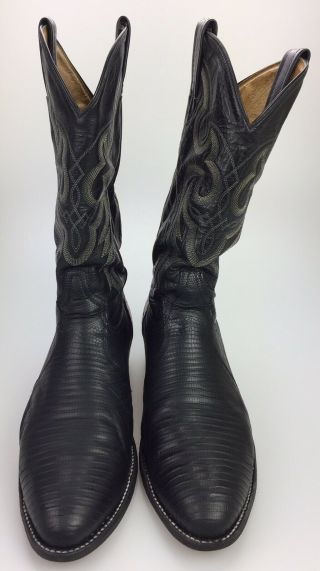 Vtg Tony Lama Men ' s 12 D Black Exotic Lizard Iguana Leather Western Cowboy Boots 3