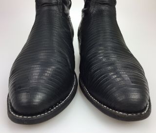 Vtg Tony Lama Men ' s 12 D Black Exotic Lizard Iguana Leather Western Cowboy Boots 4